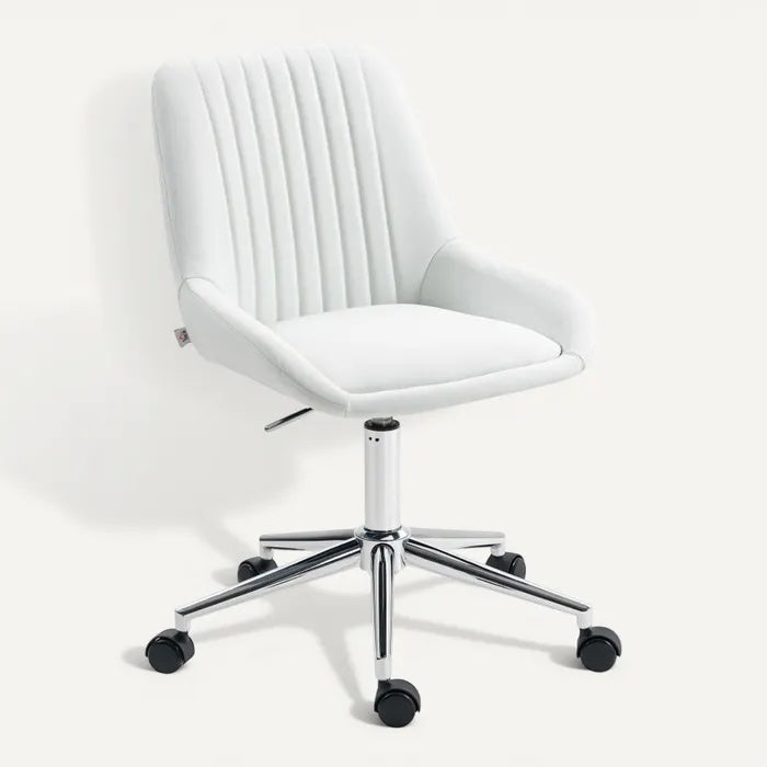 **Ergonomische Wit leren bureaustoel met verstelbare hoogte**